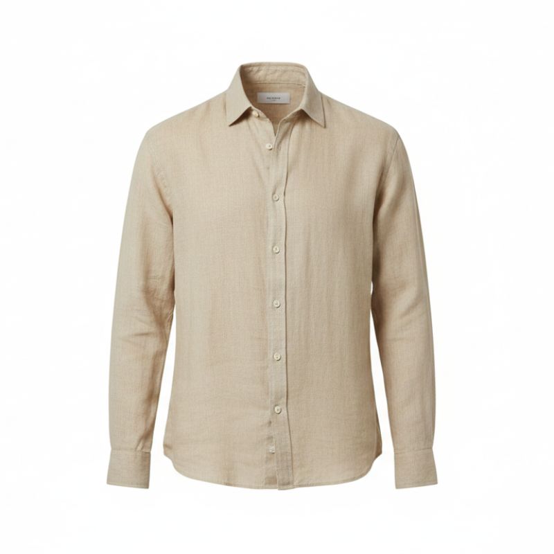 chemise homme beige | chemise effet lin homme | chemise manches longues homme